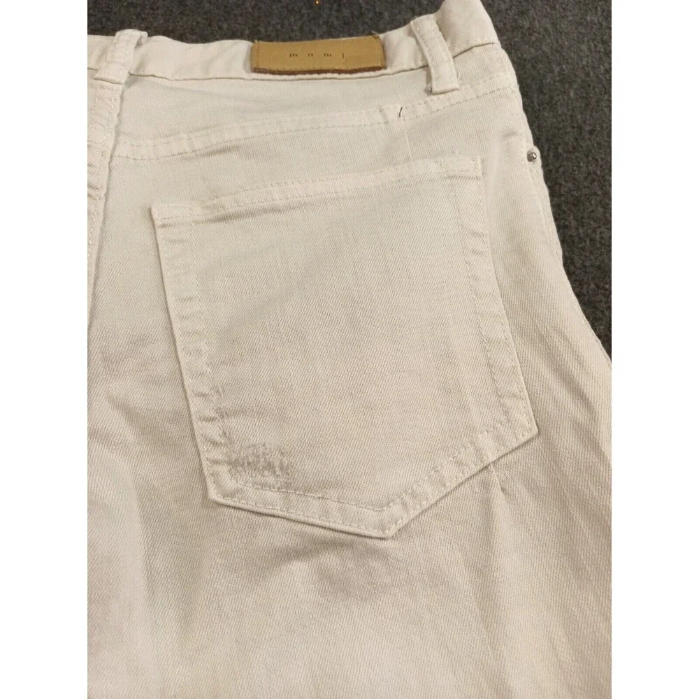 M N M L White Stretch Moto Denim Skinny Distressed Mens Jeans Size 29 Ankle Zip